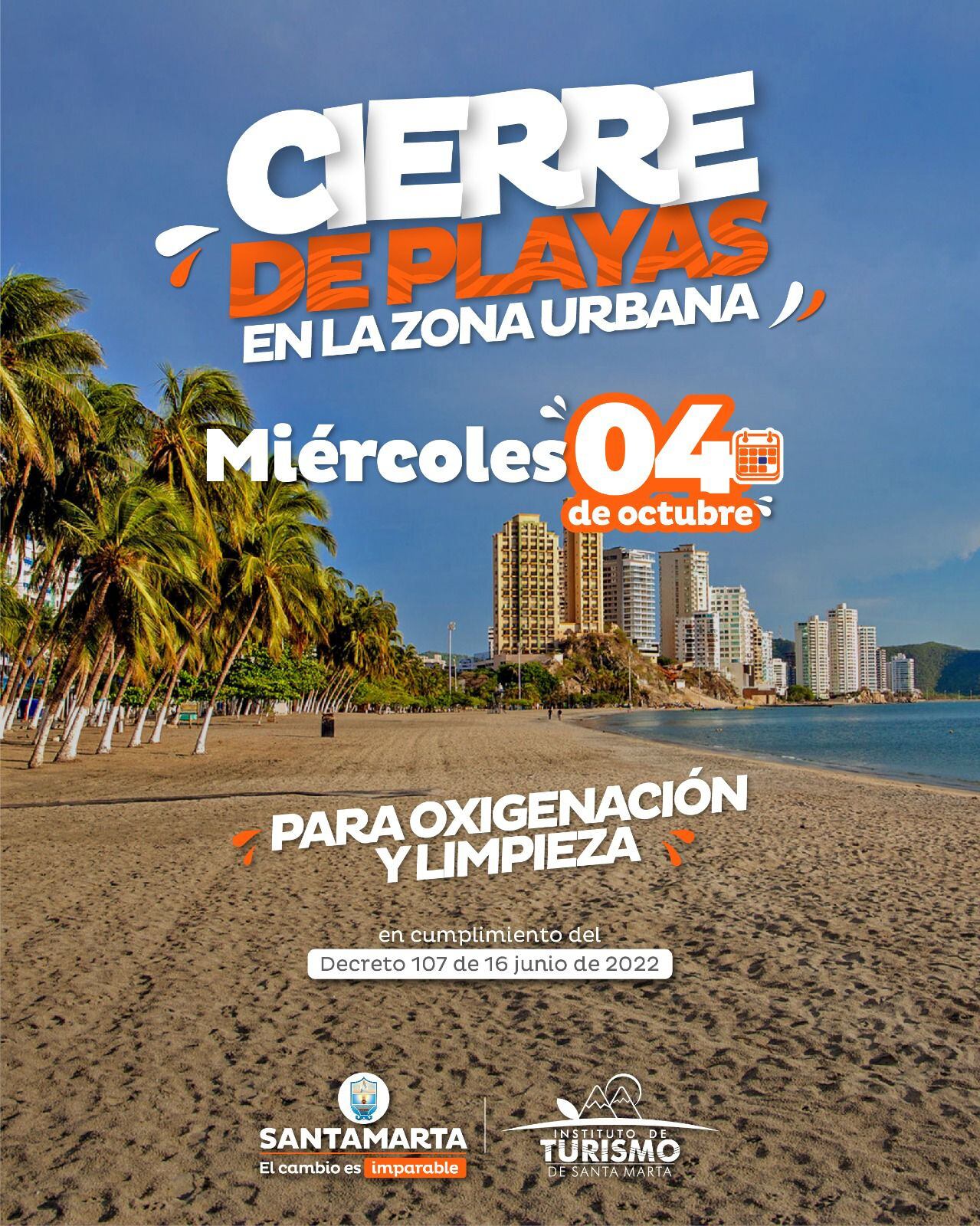 Cierre de playas en Santa Marta