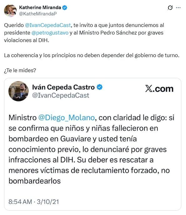 Este fue el mensaje que le envió la representante al senador.