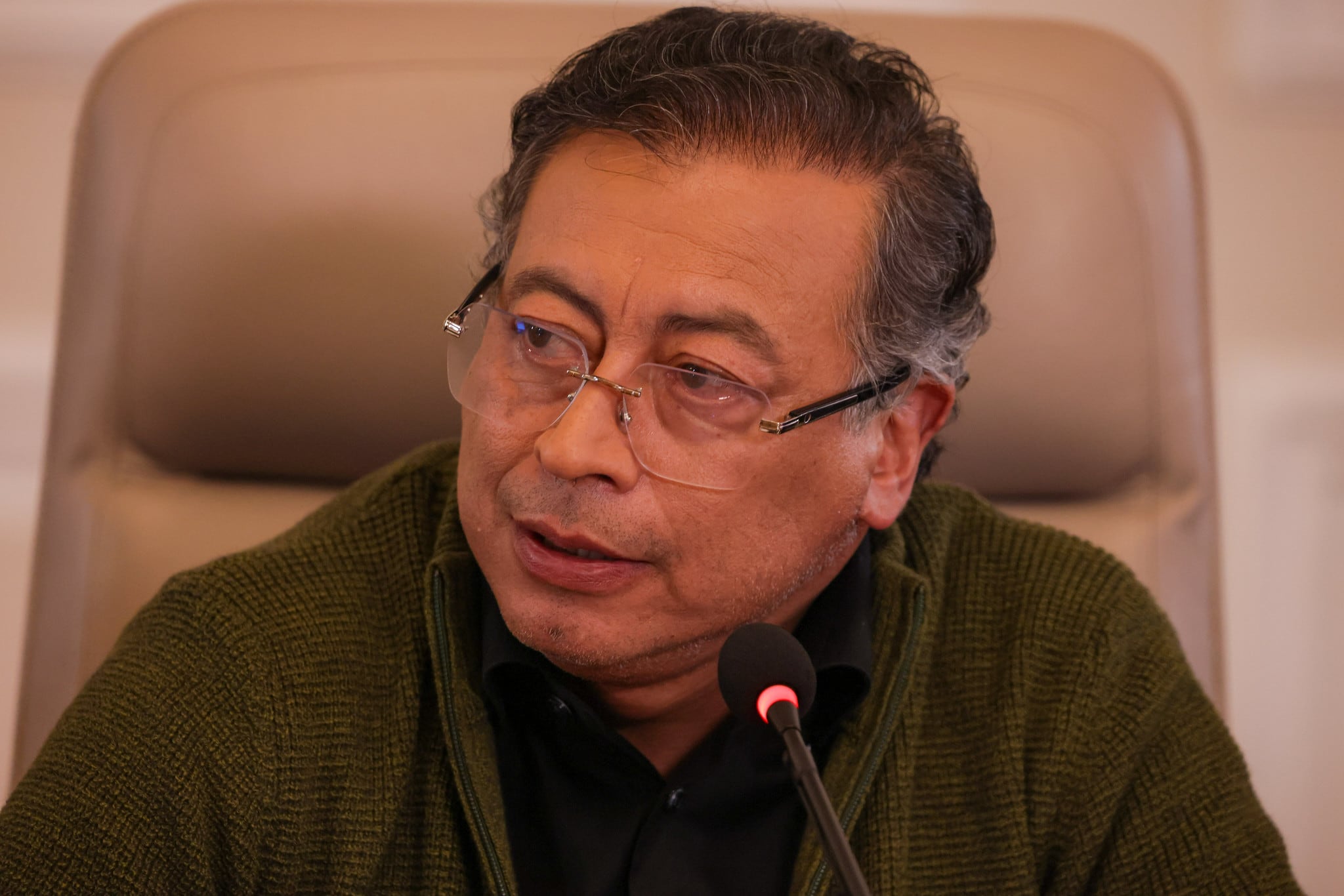 El presidente, Gustavo Petro, en el consejo de ministros del 28 de abril de 2025, en Bogotá