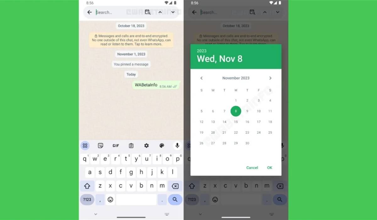 WhatsApp deja buscar mensajes por fecha en los chats
