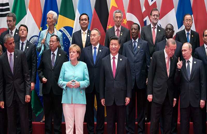 Los presidentes de los países miembros del G20 reunidos en China, para llevar a cabo debates y negociaciones en temas de política exterior.