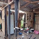 Casas destruída en la guerra en el Catatumbo, situación reportada este martes 4 de agosto por periodistas de Norte de Santander, Colombia.