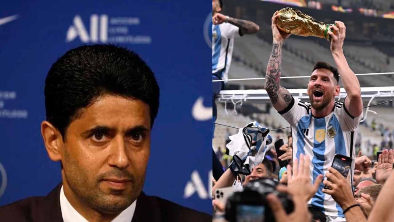 El presidente de PSG celebró ver a Messi campeón del mundo con la selección de Argentina. Foto: Reuters y AFP.