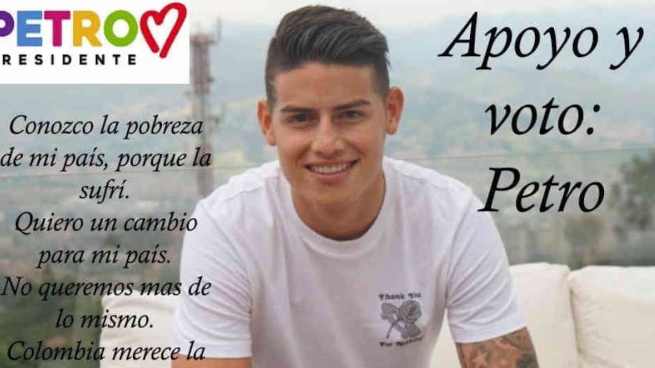 Esta es la imagen con el texto del falso apoyo de James a Petro, que circuló en redes sociales.