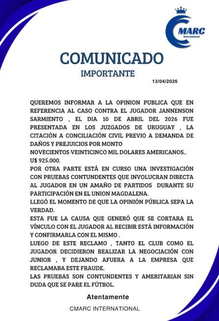 Comunicado de CMarc International.