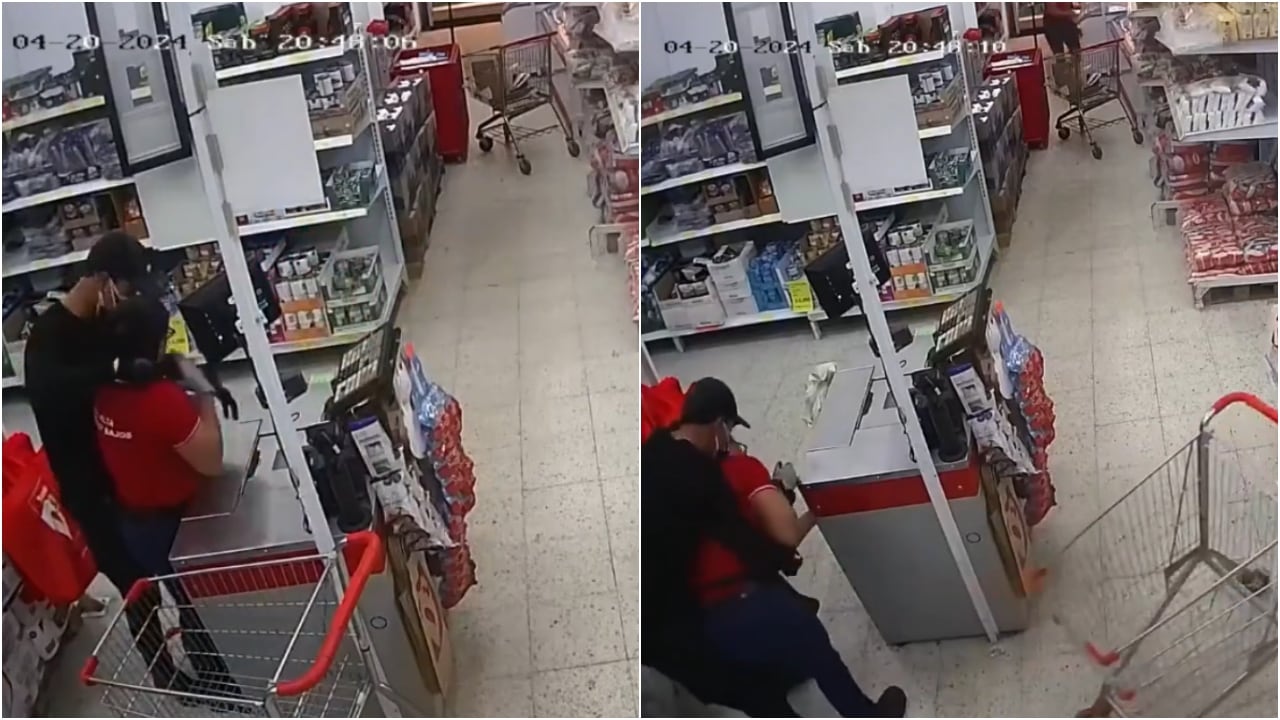 Violento atraco en una de las tiendas D1 en Bogotá, delincuente hirió a empleada con enorme cuchillo