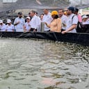 Comunidad de Canutal junto con el presidente de Ecopetrol, Ricardo Roa, y el ministro de Minas, Andrés Camacho.