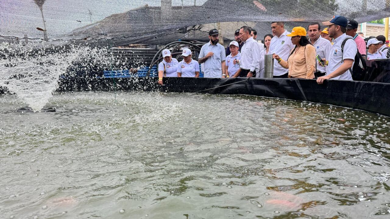 Comunidad de Canutal junto con el presidente de Ecopetrol, Ricardo Roa, y el ministro de Minas, Andrés Camacho.