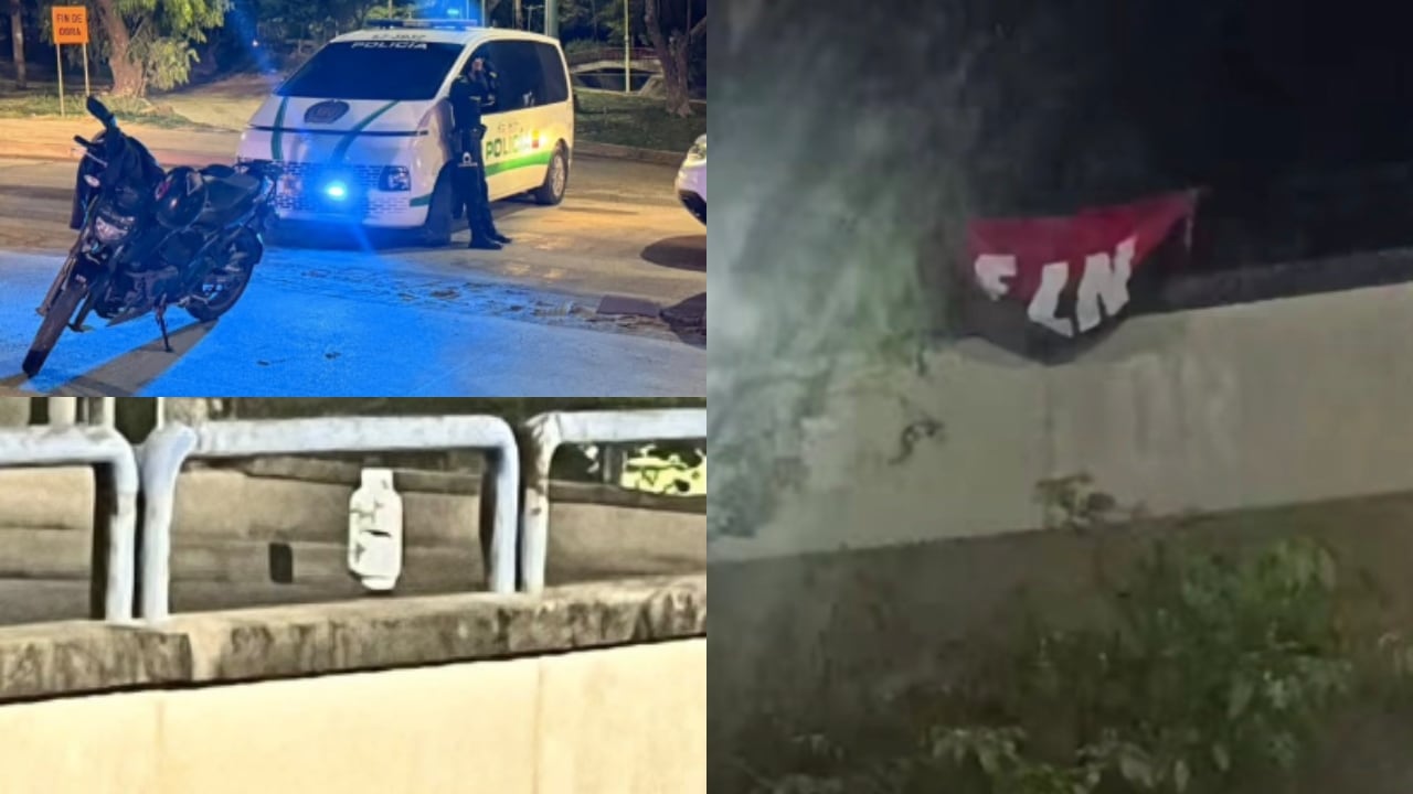 La bandera y el cilindro que encontraron en una zona de Barranquilla.