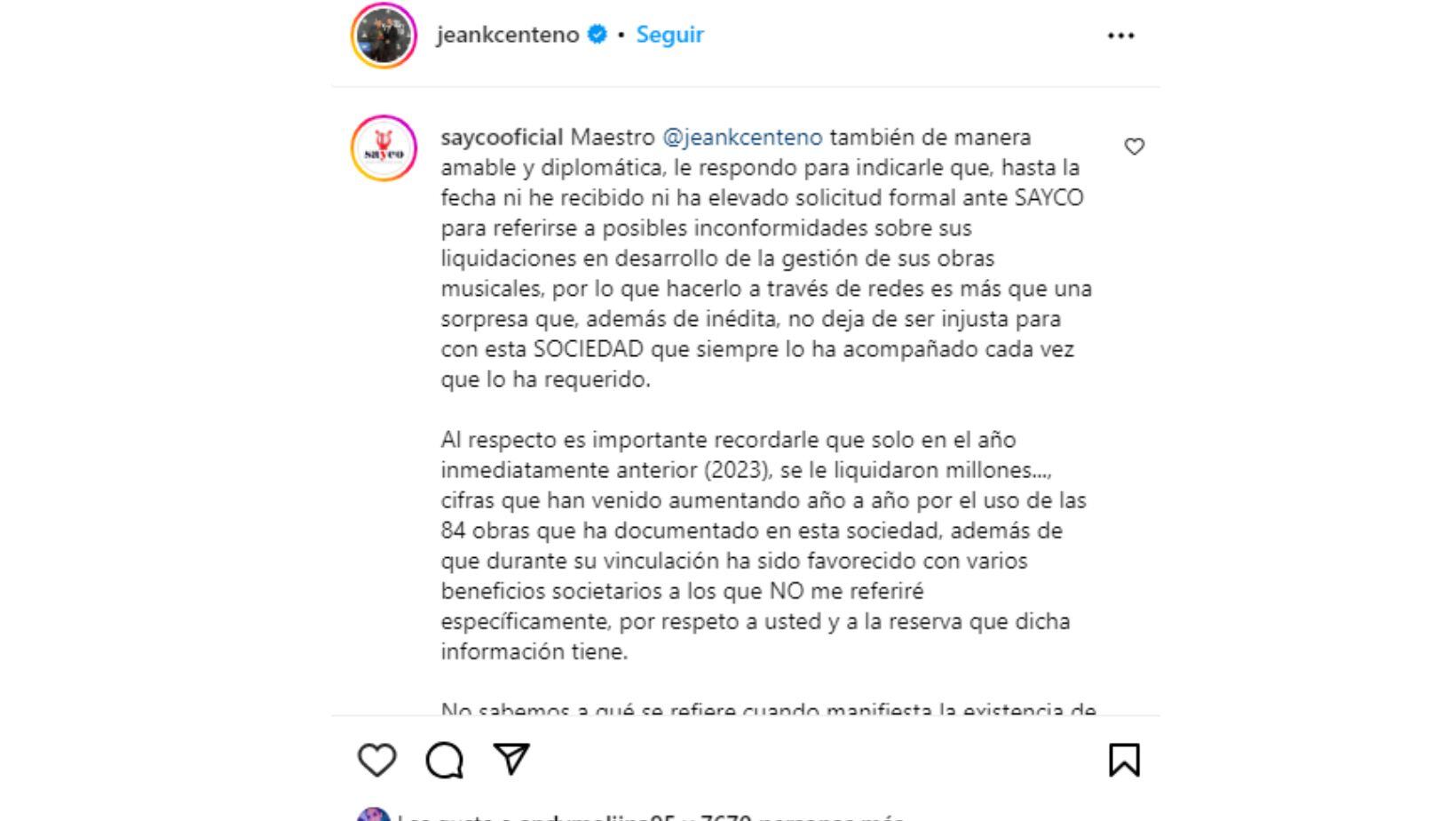 Jean Carlos Centeno habló sobre su agarrón con Sayco: "Los millones que me tienen, no se los dejaré"