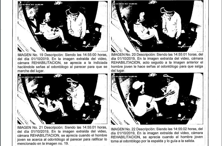 Son las últimas imágenes de los Merlano juntos, en ese momento, el hijo menor, Esteban José Manzaneda, le pide al odontólogo que se retire del consultorio.