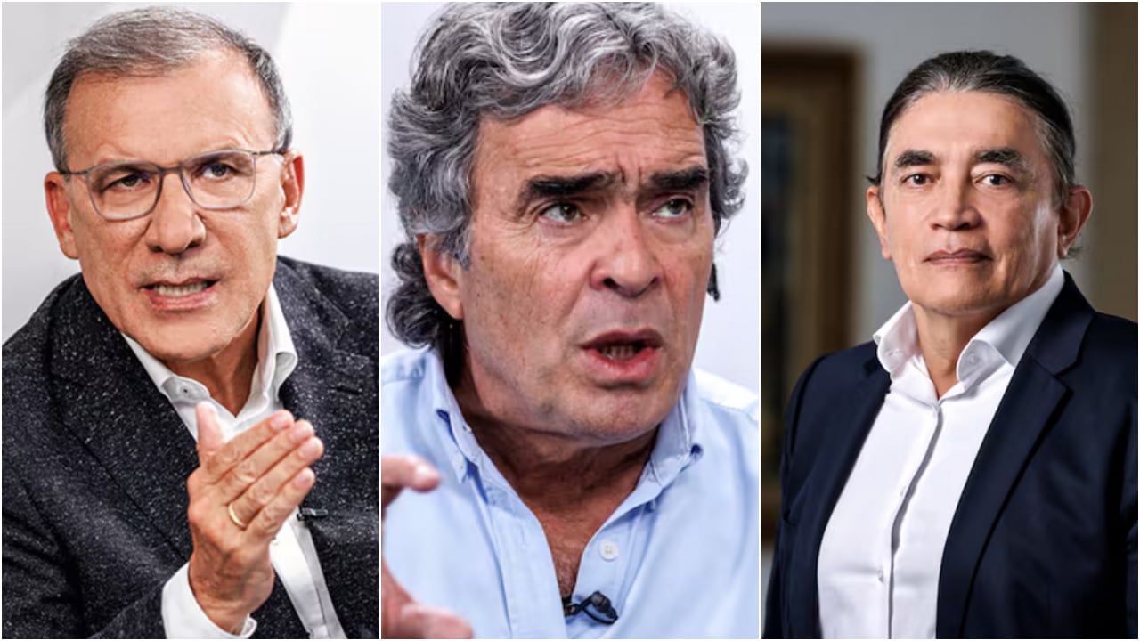 De izquierda a derecha: Roy Barreras y Sergio Fajardo, aspirantes presidenciales, y Gustavo Bolívar, exsenador.