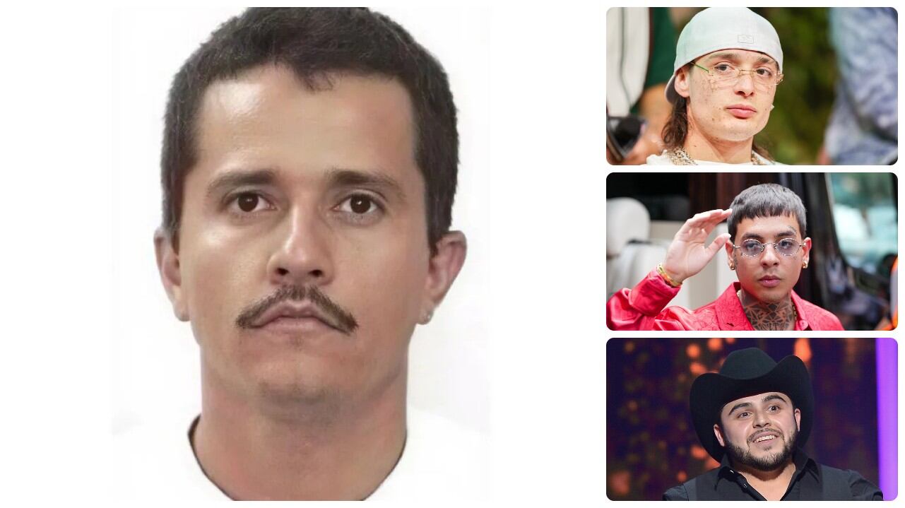 El Mencho junto a Peso Pluma, Natanael Cano y Gerardo Ortiz.