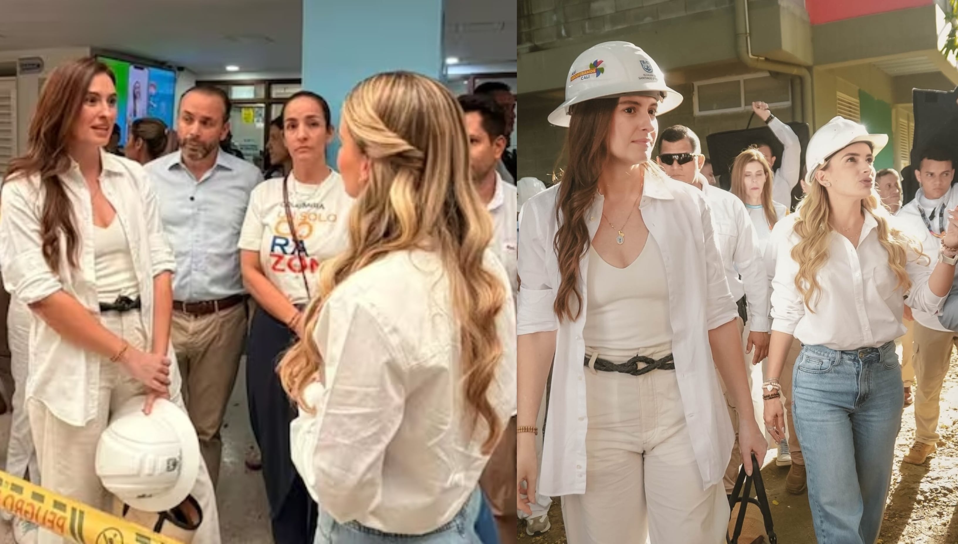 Taliana Vargas y la primera dama Ana Lucía Pineda visitan zona afectada en Cali