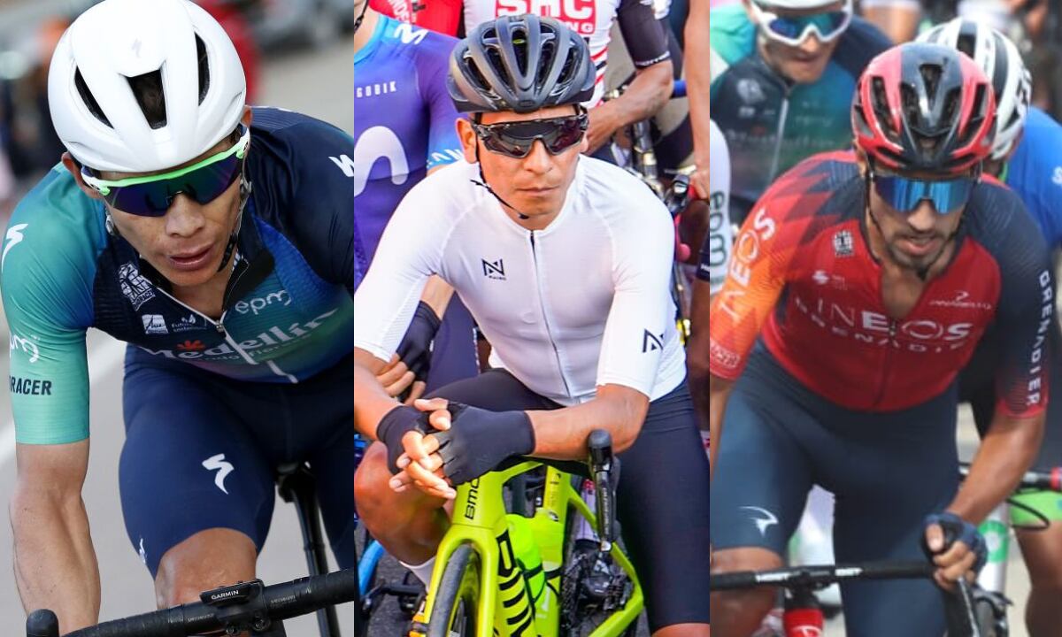 Miguel Ángel López, Nairo Quintana y Daniel Felipe Martínez. Foto: Getty Images//Alcaldía de Bucaramanga//Federación Colombiana de Ciclismo