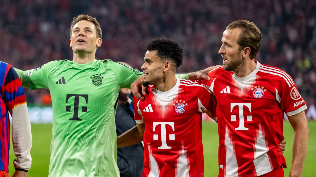Manuel Neuer, Luis Díaz y Harry Kane, figuras del Bayern Múnich.