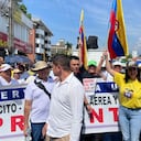 María Fernanda Cabal en medio de la marcha en Cali