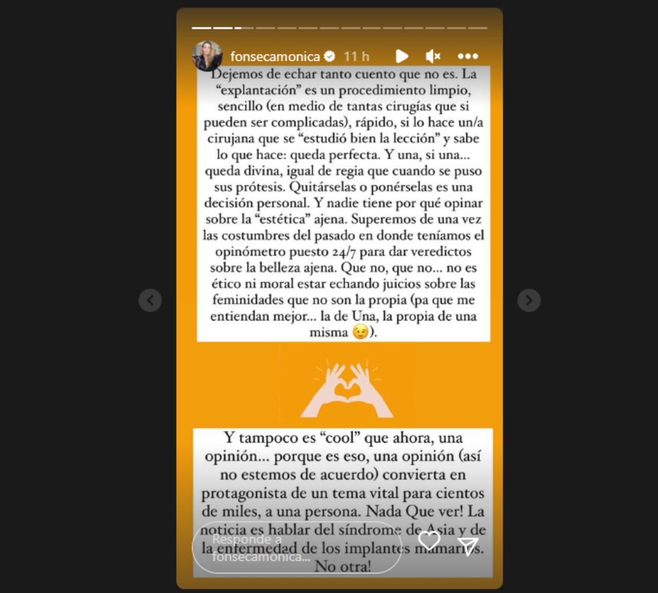 Mónica Fonseca se refirió a la explantación