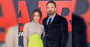 American actress, singer and dancer Jennifer Lopez (J.Lo, Jennifer Lynn Lopez-Affleck) wearing an Antonio Grimaldi dress and Shiphra jewelry and husband/American actor and filmmaker Ben Affleck arrive at the World Premiere Of Amazon Studios' And Skydance Media's 'Air' held at the Regency Village Theatre on March 27, 2023 in Westwood, Los Angeles, California, United States. (Photo by Xavier Collin/Image Press Agency/NurPhoto) (Photo by Image Press Agency / NurPhoto / NurPhoto via AFP)