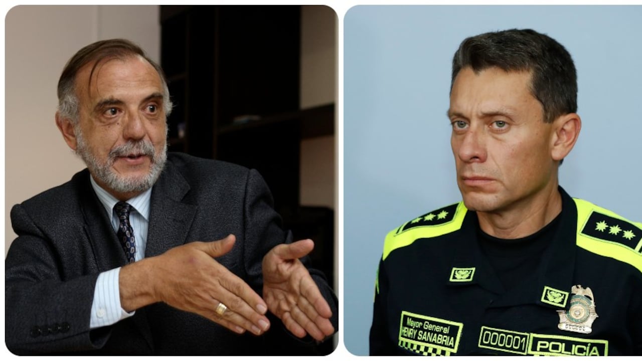 El ministro de Defensa, Iván Velásquez, y el director de la Policía, general, Henry Sanabria.