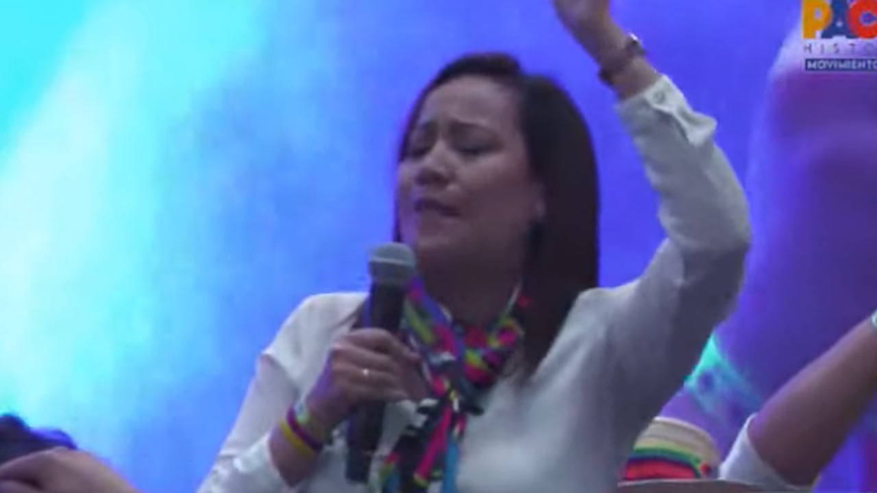 Carolina Corcho, precandidata presidencial, en convención bancaria