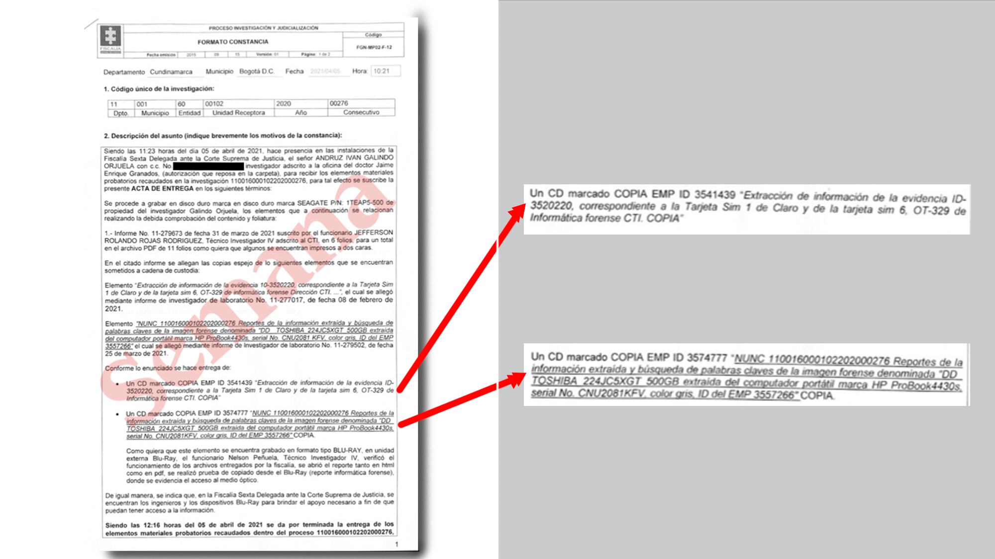 Acta de entrega de información