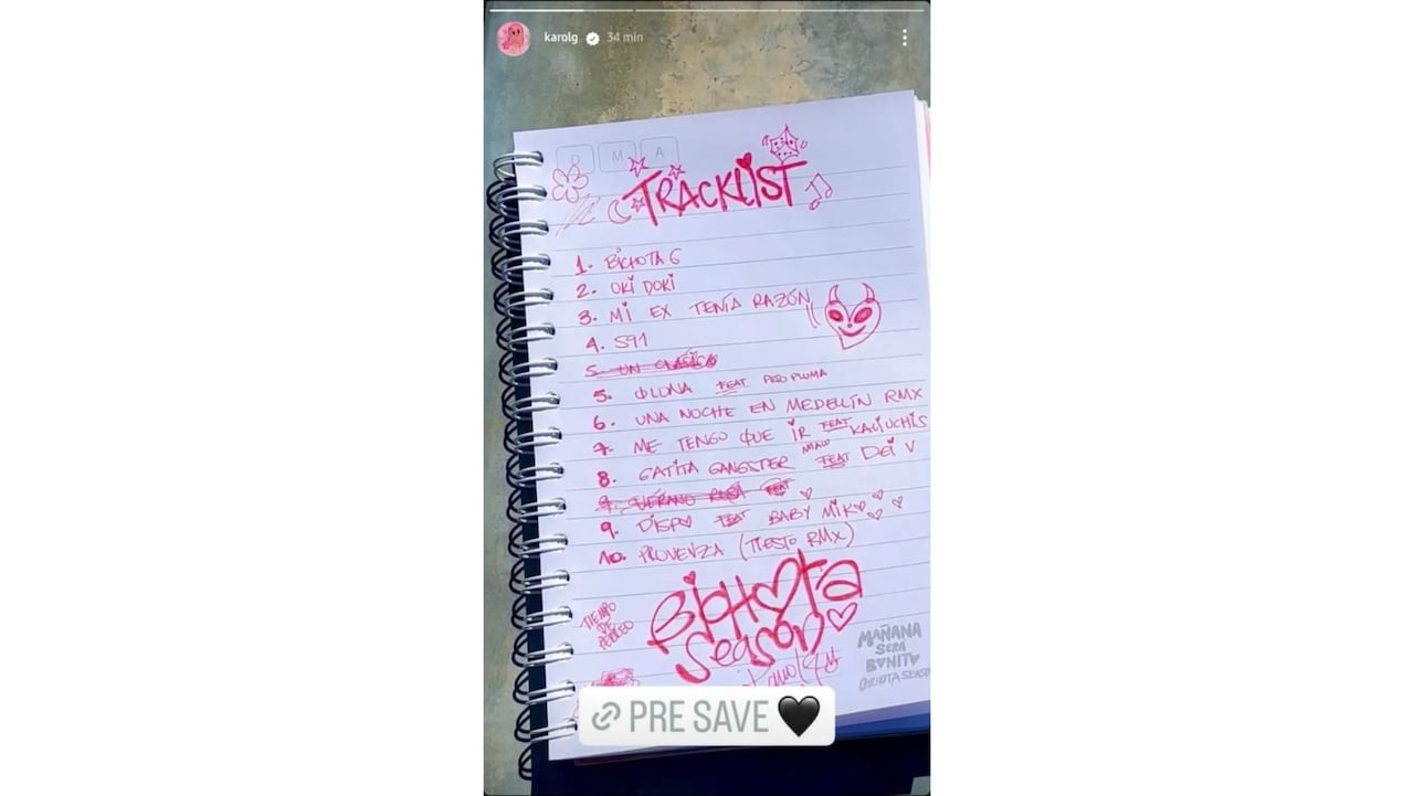 Karol G sorprende con tema para su ex en el tracklist de 'Mañana será bonito'