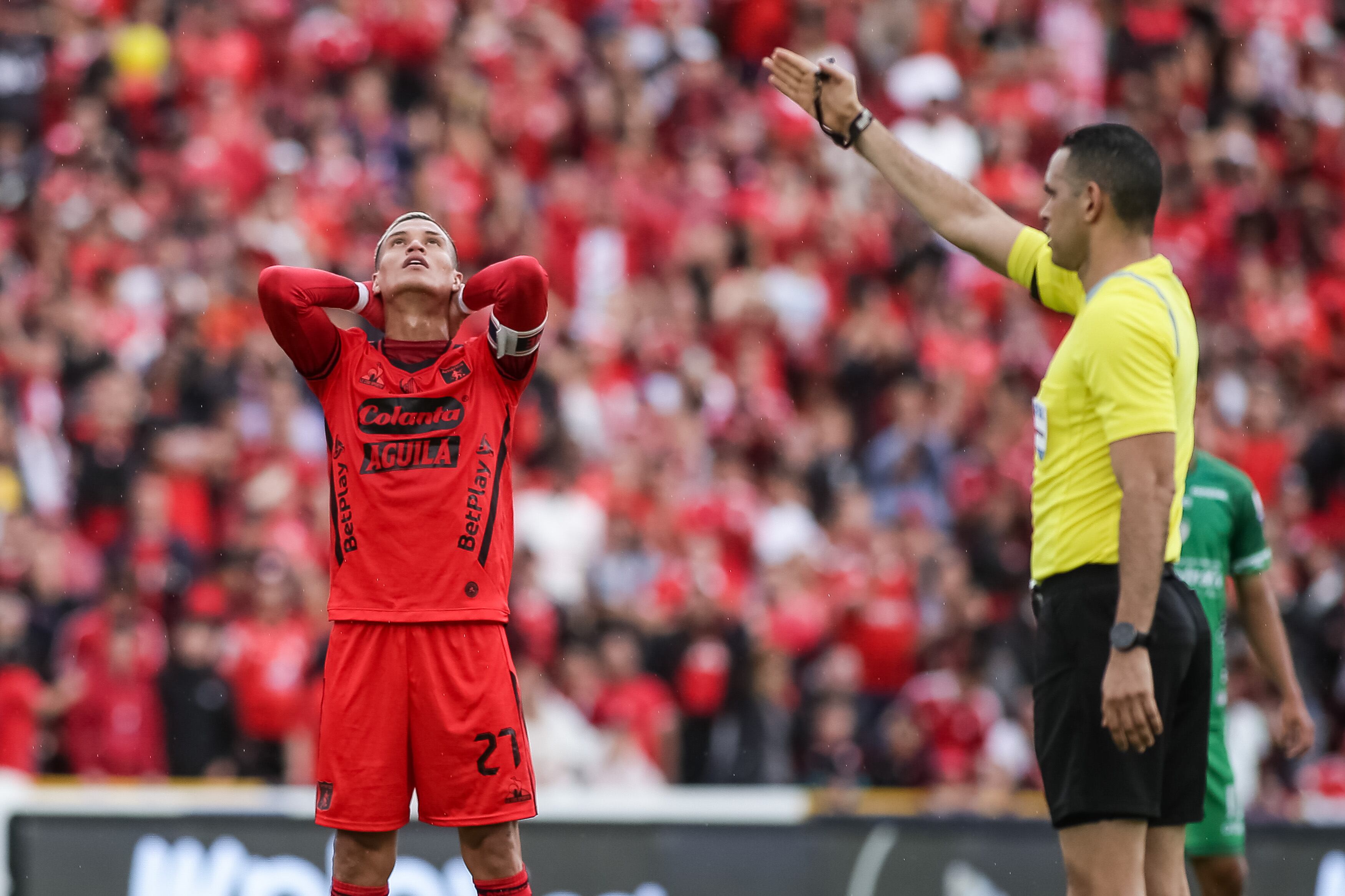 Bogotá. Agosto 6 de 2023. Equidad enfrenta a America de Cali, por la cuarta fecha de la liga BetPlay, en el estadio El Campin.(Colprensa-John Paz)