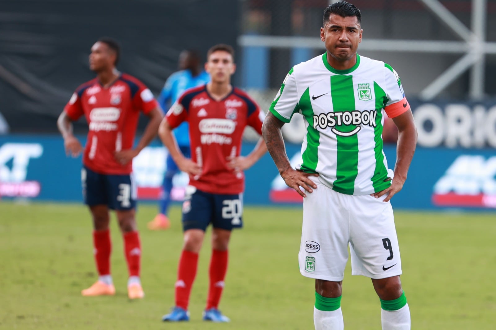 Imagen del partido entre Atlético Nacional e Independiente Medellín por la quinta fecha de los cuadrangulares semifinales del segundo semestre de la Liga colombiana 2023.