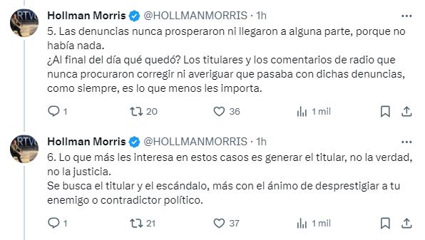Tino de Hollman Morris en el que asegura que hay una "campaña de desprestigio" en su contra