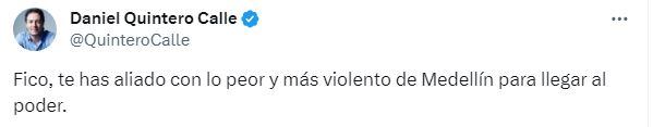 Daniel Quintero le responde a Federico Gutiérrez.