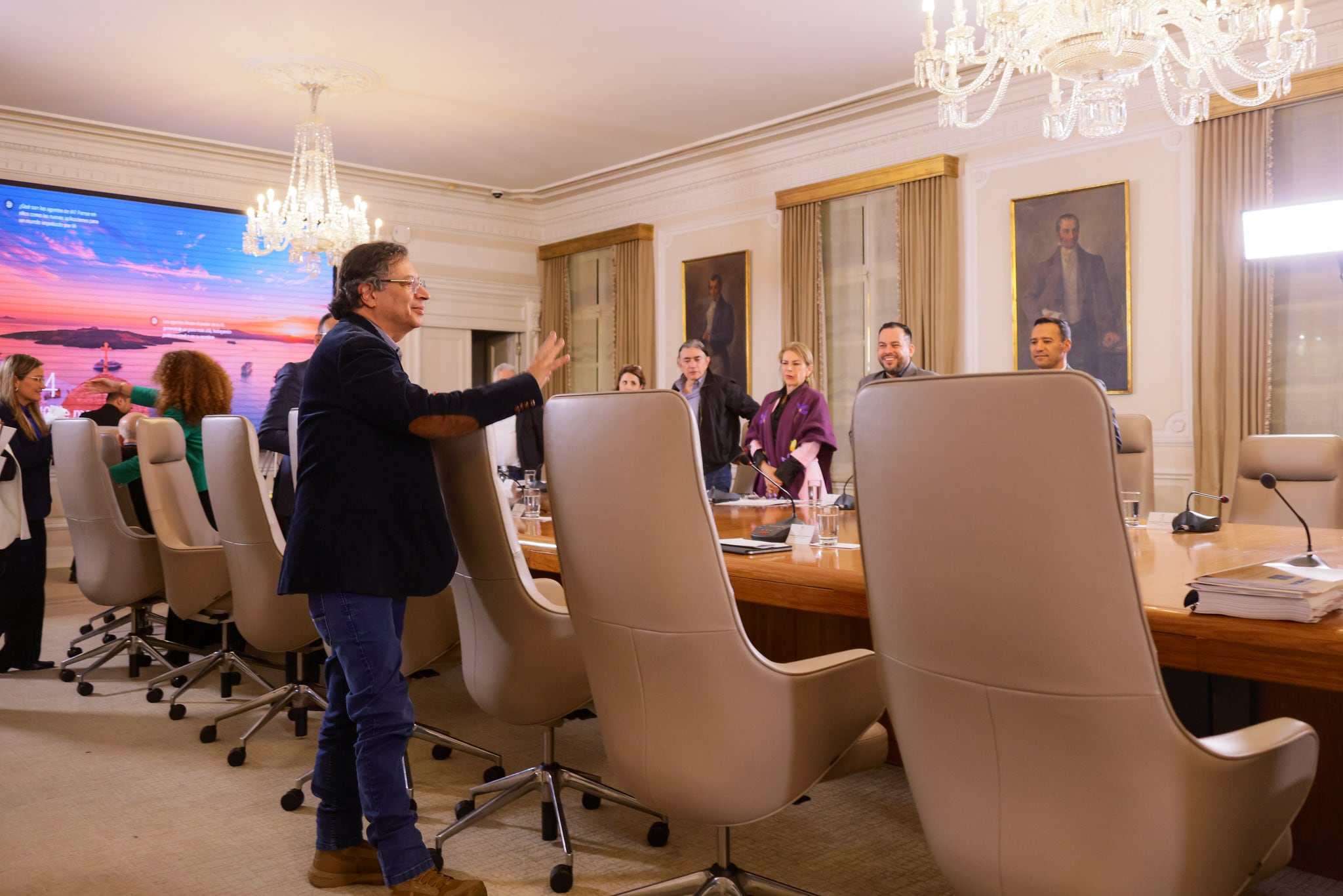 El presidente de Colombia, Gustavo Petro, el 10 de marzo de 2025 en el consejo de ministros adelantado en la Casa de Nariño, en Bogotá