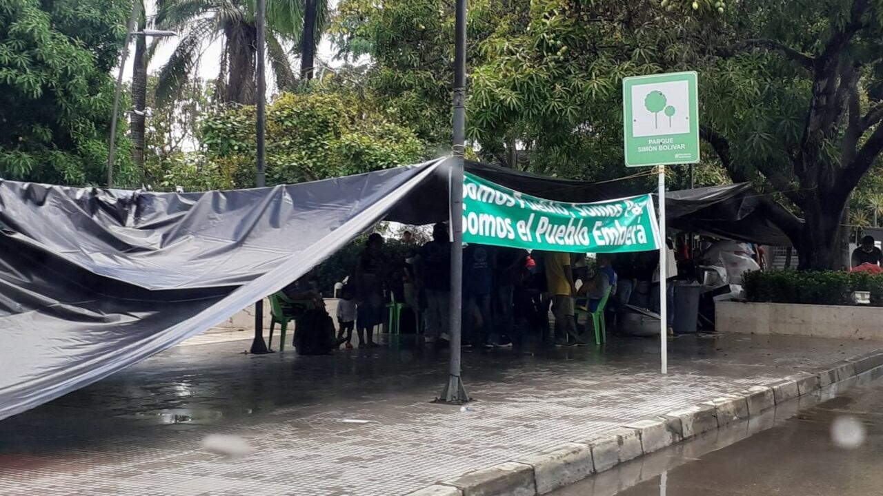 Uno de los sitios de concentración de los manifestantes en Montería.