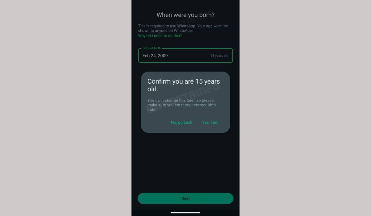 En la versión beta de WhatsApp apareció una sección en donde la app pregunta la edad del usuario,