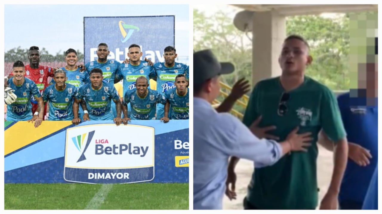 Óscar Vanegas se agarró con los hinchas de Jaguares; lo tuvieron que contener.