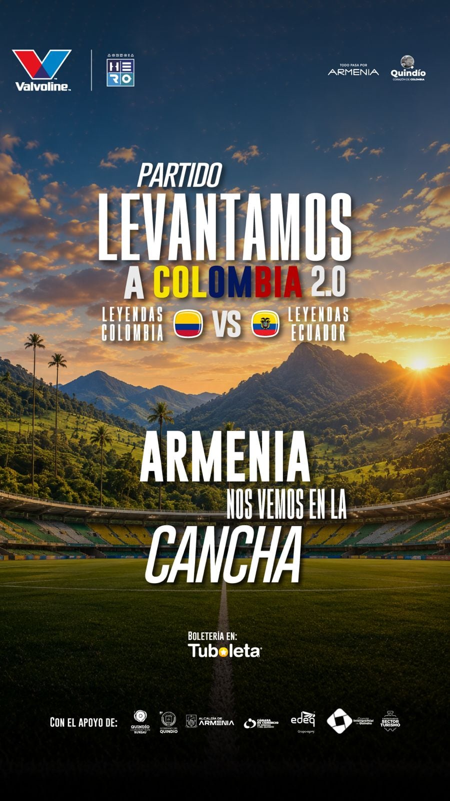 Levantemos a Colombia 2.0, partido de leyendas que se jugará en Armenia vs. Ecuador