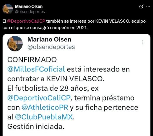 Pantallazo X: @olsendeportes