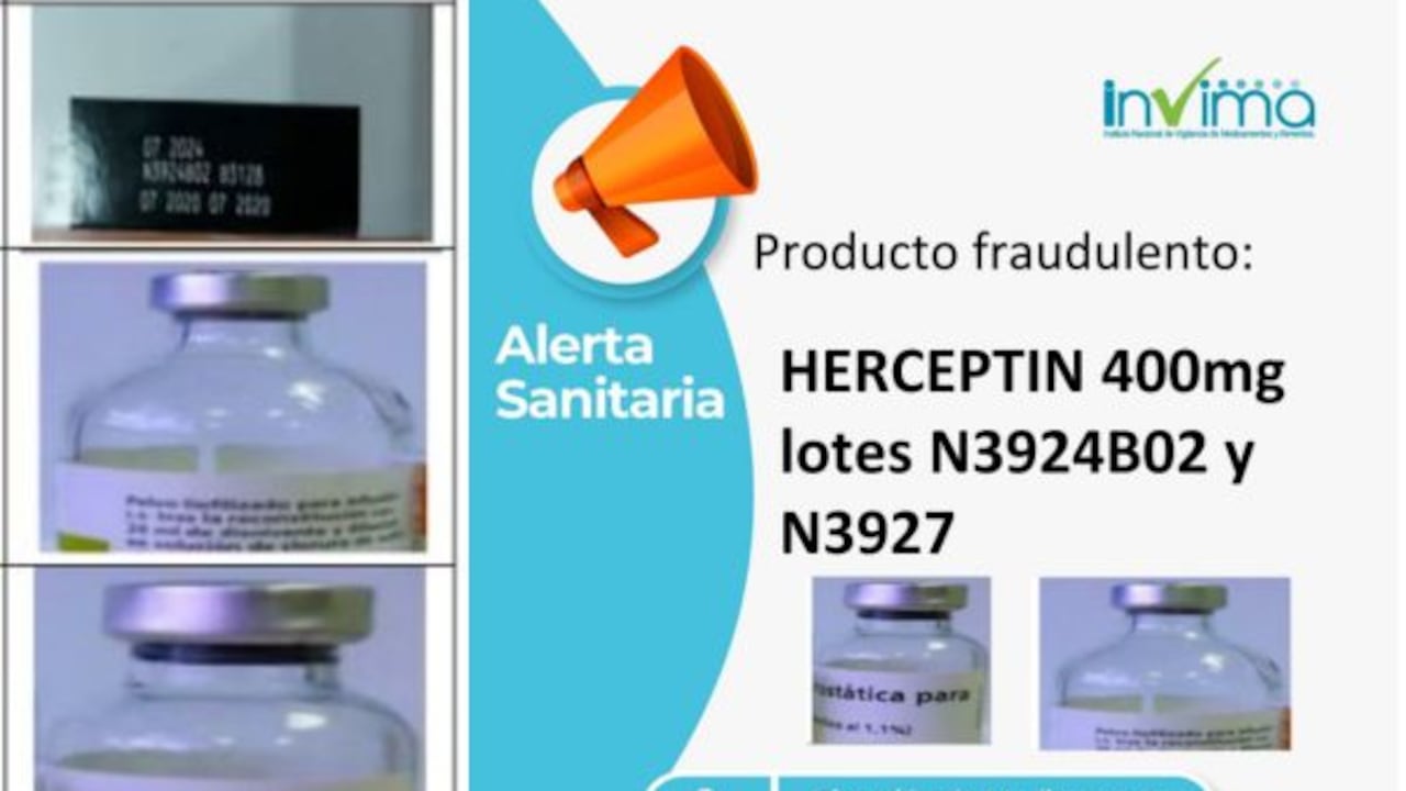 Dos lotes falsos del medicamento Herceptin están siendo comercializados en Colombia.