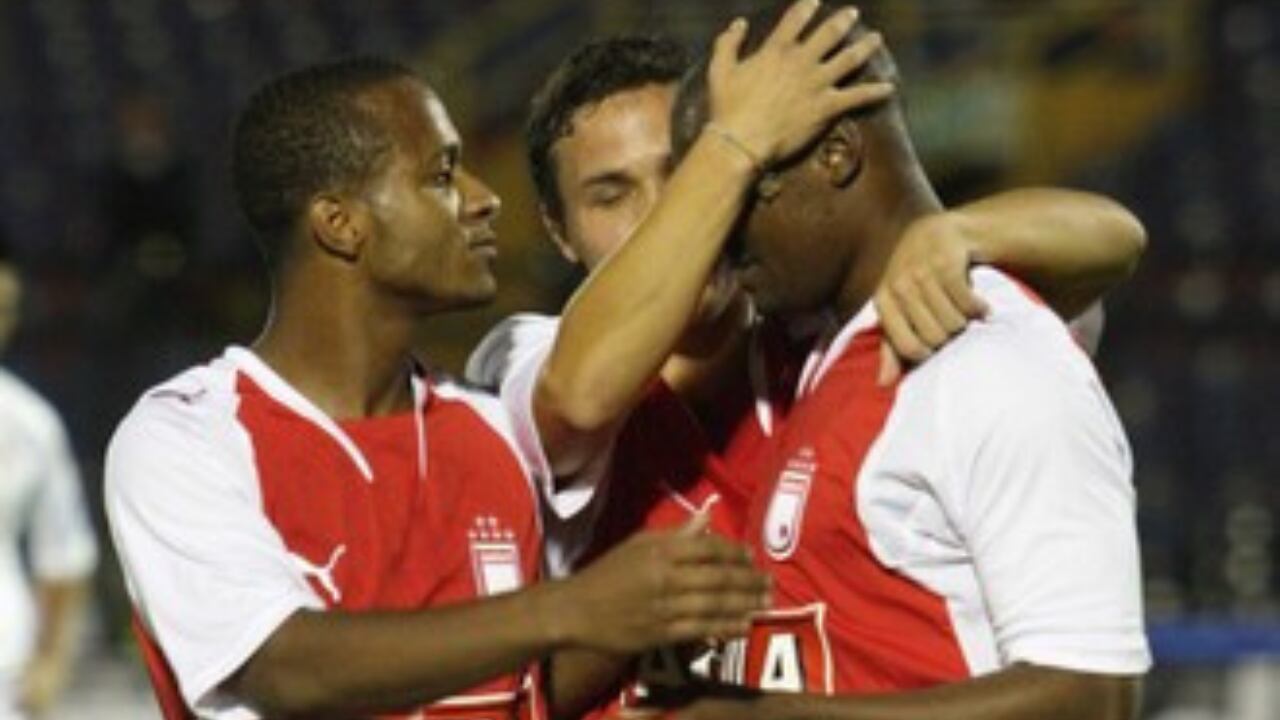 Luis Fernando Mosquera, Luis Manuel Seijas y Léider Preciado: jugadores de Santa Fe en 2008.