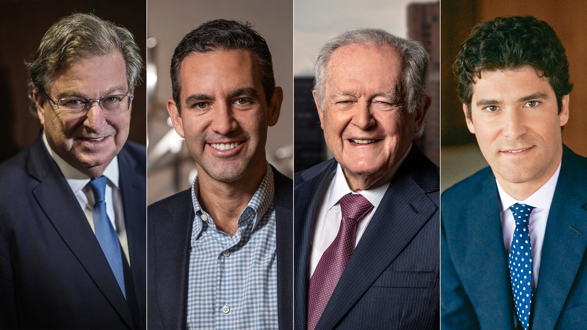 Jaime Gilinski, David Vélez, Luis Carlos Sarmiento Angulo y Alejandro Santo Domingo