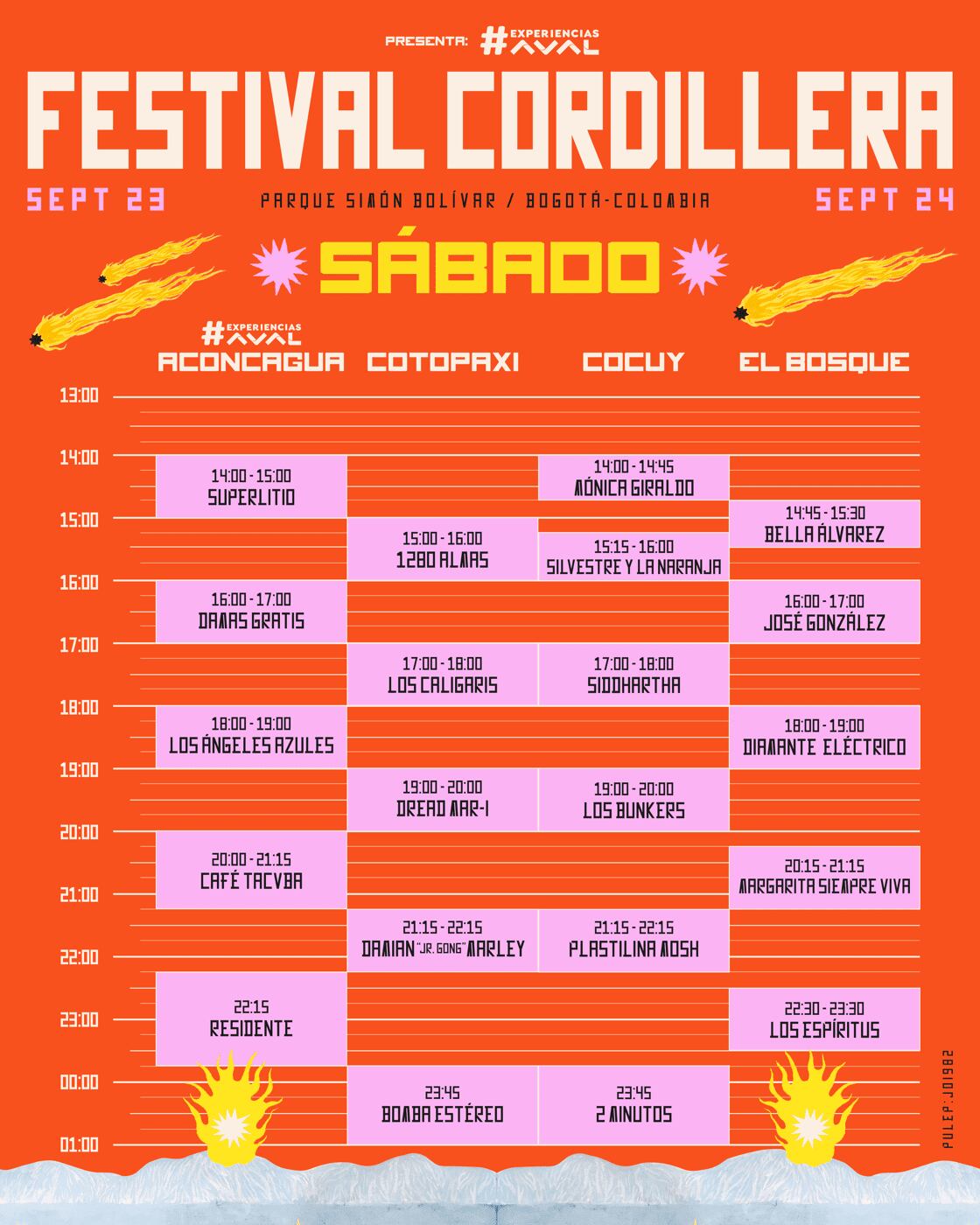Festival Cordillera horarios sábado 2023