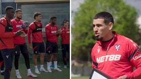 Reconocimiento en Crystal Palace, con Daniel Muñoz, tras llegar a los 100 partidos allí.