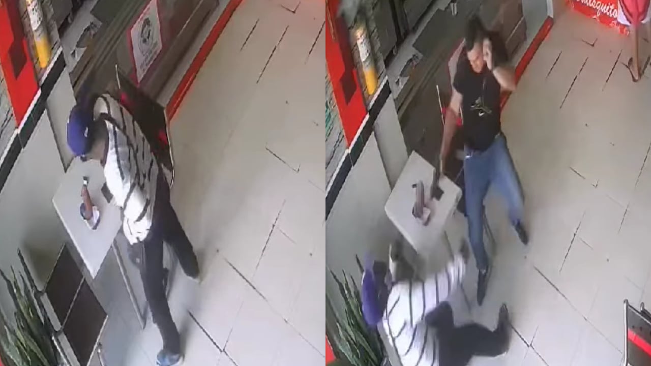 El delincuente pretendía robar al uniformado al interior de un restaurante.