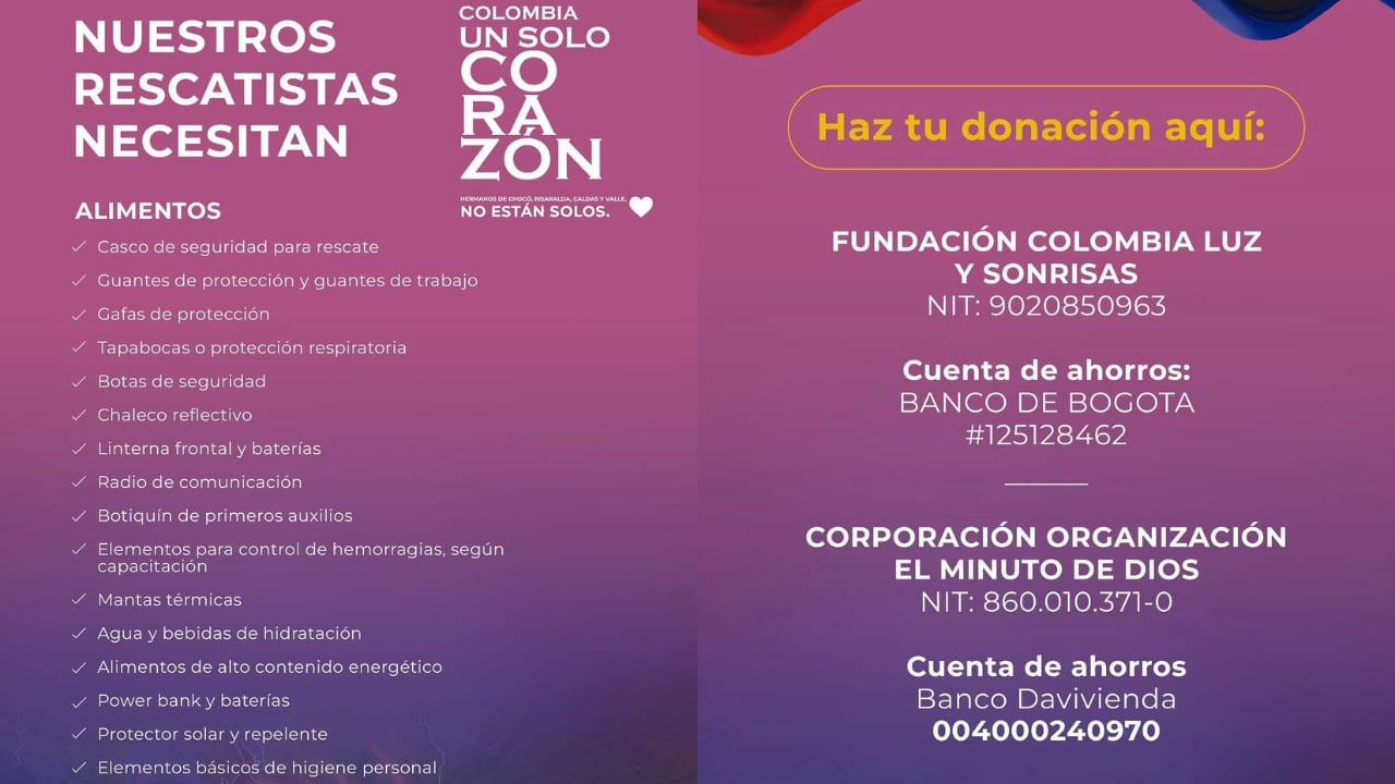 Publicación de Ana Lucía Pineda tras el terremoto en Colombia.