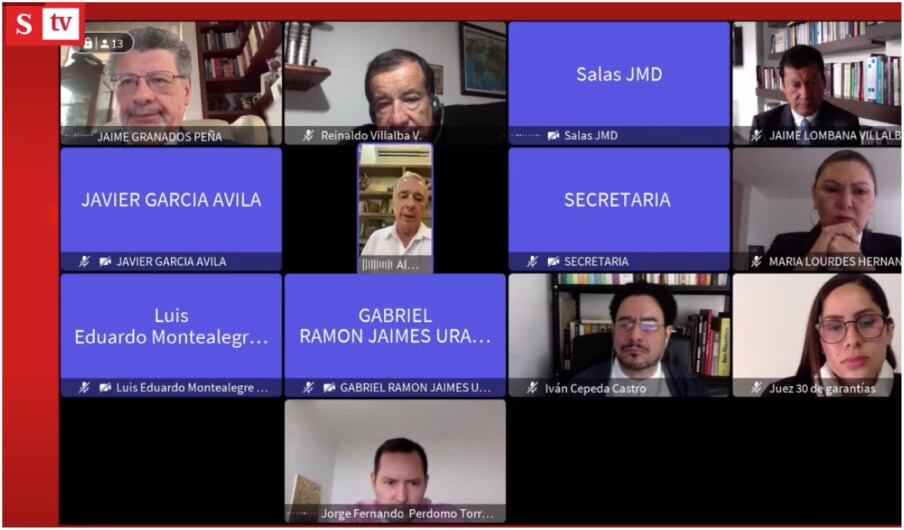 El expresidente Álvaro Uribe en la audiencia para definir su libertad