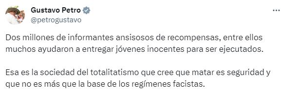 Gustavo Petro sobre los falsos positivos.