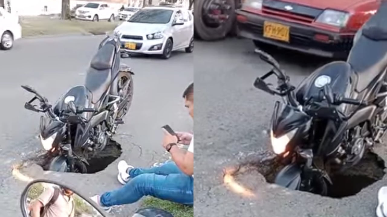 Moto terminó en un hueco en la avenida Regional de Medellín.