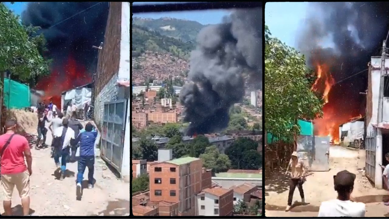 Videos en redes mostraron la intensidad de las llamas que desataron el caos en pleno centro de Medellín.