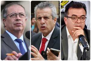 El presidente de la República, Gustavo Petro; el ministro del Interior saliente, Luis Fernando Velasco; y el exdirector de la UNGRD Olmedo López.
