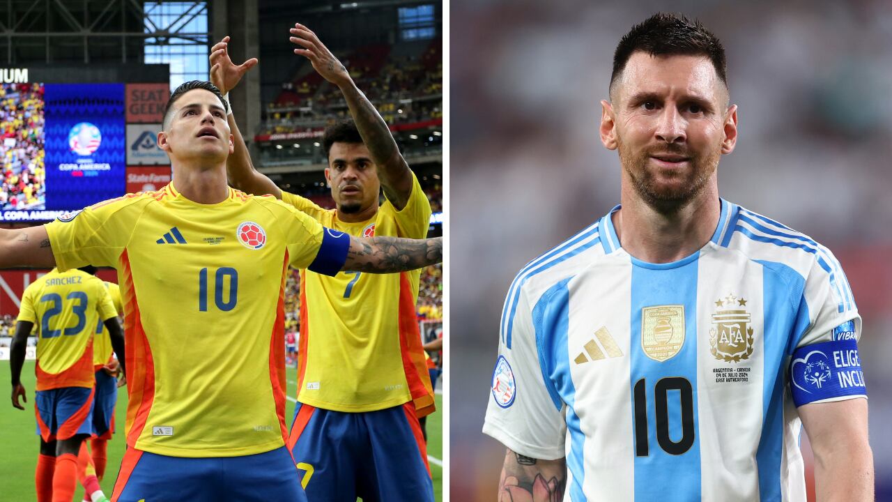 James Rodríguez vs. Lionel Messi en la final de la Copa América 2024.
